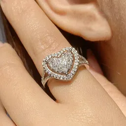 Jewels Galaxy Silver Plated Crystals Stone-Studded Heart Shaped Adjustable Finger Ring image 4