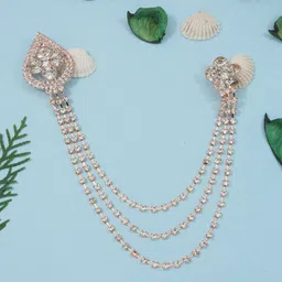 I Jewels Men Rose Gold Plated Artificial Stones Studded And Beaded Chain Brooch-image-87