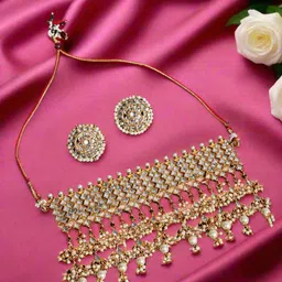 Jazz and Sizzle Gold-Plated Kundan Stone-Studded & Beaded Jewellery Set-picture-11