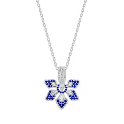 GIVA 925 Silver Rhodium-Plated Floral Blue Ebony Pendants with Chains image 5