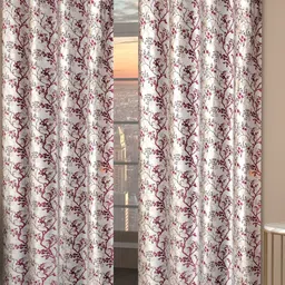 GEET CREATIONS Softy Silmili Off White 2 Pieces Printed Room Darkening Long Door Curtain-image-72