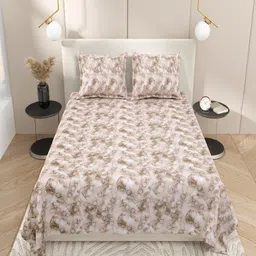 INDRA'S Beige & Cream-Coloured 250 TC King Bedsheet with 2 Pillow Covers-picture-36