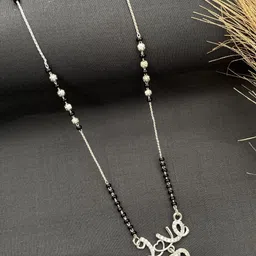 Laksh Enterprise Silver-Plated Stone Studded & Beaded K Alphabet Pendant Mangalsutra-picture-40