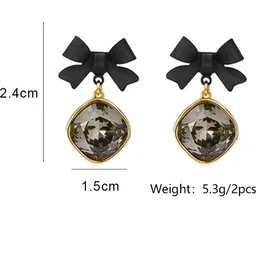 Celestria Crystals Studded Korean Quirky Shaped Drop Earrings image 2