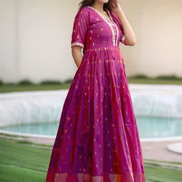 MORDEN MUSE Women Ethnic Motifs Embroidered Gown Ethnic Maxi Dress image 3