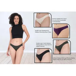 ORLIZEA Pack of 4 Women Low-Rise Cotton Blend Thongs image 2