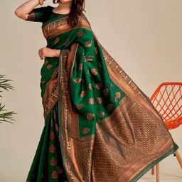 Parampara Ethnic Pure Silk Embroderid Saree With Beautiful Blouse image 2