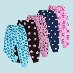 KUCHIPOO Infant-Girls Pack Of 5 Mid-Rise Joggers-picture-8