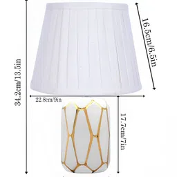 Homesake White & Gold Ceramic Industrial Frustum Shaped Table Lamp image 3