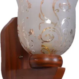 1ST TIME White & Brown Printed Wood Traditional Frustum Shaped Wall Lamp-picture-21