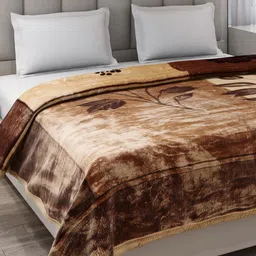 Monte Carlo Moon Valley Brown & Cream Printed Heavy Winter 871 GSM Double Bed Blanket-picture-20