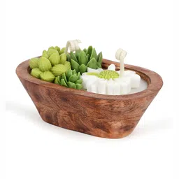 ANWYN Brown & White Geometric Lemon Fragrance Wooden Jar Candle image 5