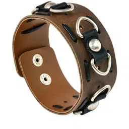 Missmister Mens Leather Metal Link and Stud Bracelet-picture-26