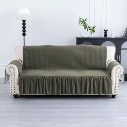 Myntra Elegant Homes Green Velvet 3 Seater Sofa Cover With Arms-picture-34