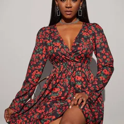 HERE&NOW Floral Printed V-Neck Dress-picture-14