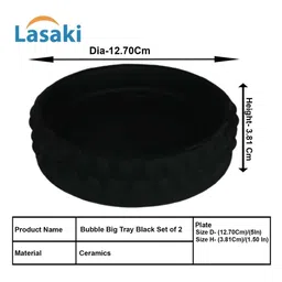 LASAKI Bubble 2Pcs Black Ceramic Lightweight Round Big Flower Planter Trays image 2