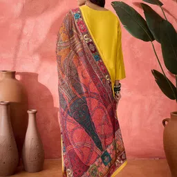 Sangria Women Floral Embroidered Kurta with Trousers & Dupatta image 4