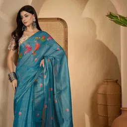SHADOW & SAINING Floral Zari Silk Blend Fusion Saree image 5