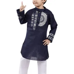 Smuktar garments Boys Printed Cotton blend Kurta & Pyajama Set image 3