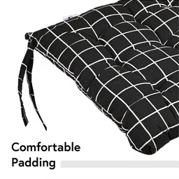 Kuber Industries Black & Grey 2 Pieces Checked Cushion Chair Pads image 5