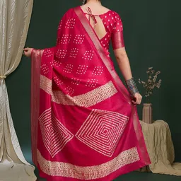 Anouk Pink Silk Blend Ethnic Printed Fastive Wear Saree With Matching Blouse image 2