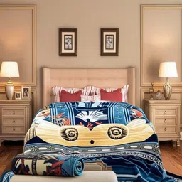 tundwal's Blue & Beige Ethnic Motifs Mink Heavy Winter Double Bed Blanket-image-45