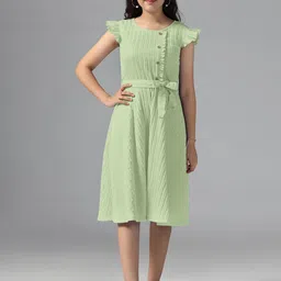 YK Girl Flutter Sleeves Fit & Flare Dress-picture-50