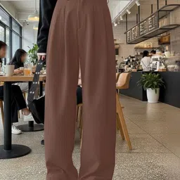 COVZ Women Smart Loose Fit High-Rise Easy Wash Pleated Trousers-picture-15