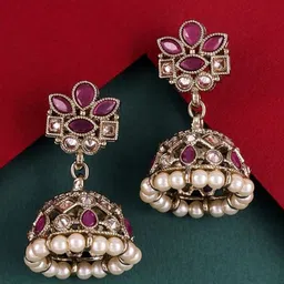 SALONI FASHION JEWELLERY Floral Jhumkas Earrings-image-11