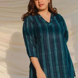 Gvastra Women Striped V-Neck A-Line Kurti-picture-41