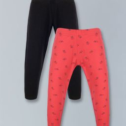 PLUM TREE Girls Pack Of 2 Printed Cotton Mid-Rise Ankle Length Leggings-picture-19