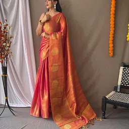 MORDEN MUSE Woven Design Zari Pure Tissue Silk Saree-image-43