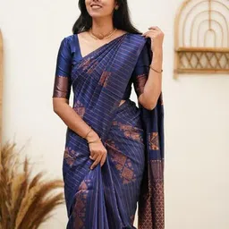 Aldwych Woven Design Zari Silk Blend Banarasi Saree-image-90