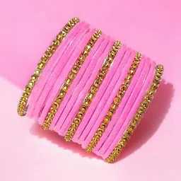 SD Star Pink Glass Artificial Stones & Beads Bangle image 5