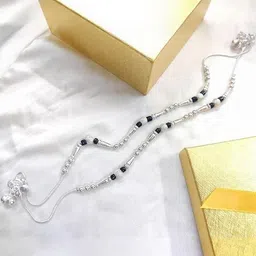Lovemi Movements Silver-Plated Anklet With Black Beads-picture-16