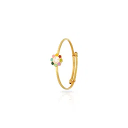 BHIMA 22K BIS Hallmark 916 Purity Yellow Gold Smiley Flora Bangle for Kids image 2