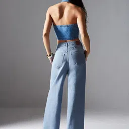 Miss Chase Women Straight Fit High-Rise Heavy Fade Stretchable Jeans image 4