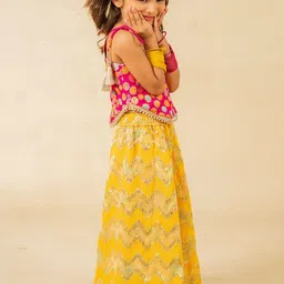 Jilmil Girls Floral Embroidered Shoulder Straps Kurta with Palazzos image 5