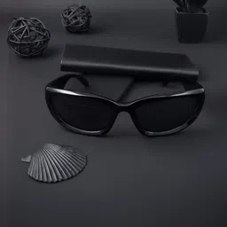 RORCE Unisex Black Lens & Black Rectangle Sunglasses with UV Protected Lens image 3