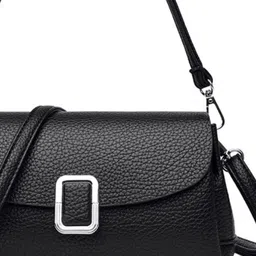 StyleCast Black Solid One Handle PU Sling Bag image 2