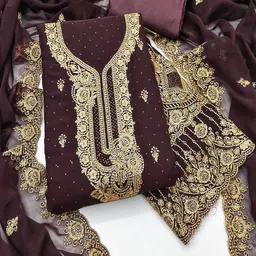 Lilots Silk Georgette Unstitched Dress Material-picture-12