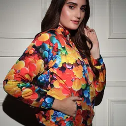 TANDUL Women Abstract Printed Lightweight Bomber Jacket image 5