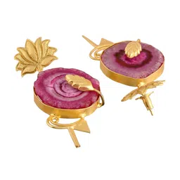 DASTOOR Gold Plated Artificial Stones Studded Contemporary Drop Earrings image 3