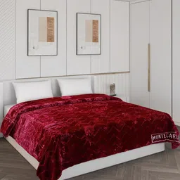 Monte Carlo Red Ethnic Motifs Heavy Winter Double Bed Blanket-picture-15