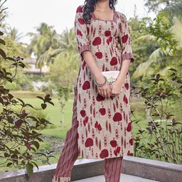 CHANSI Women Printed Regular Kurta with Trousers image 2
