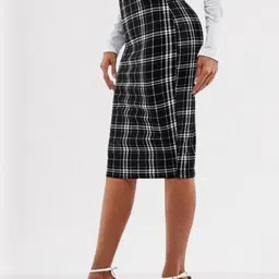JINJIN FASHION Checked Pencil Knee-Length Skirts image 4