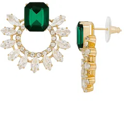 Bohey by KARATCART Gold-Plated American Diamond Studded Circular Shaped Studs image 4