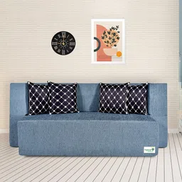 FRIENDS LIFE Grey & Black 4 Seater Fold Out Sofa Cum Bed With Pillows-image-57