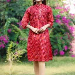 PARTH SY FASHION Women Red Blended A-Line Kurtas-picture-18