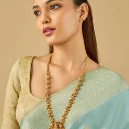 Kushal's Fashion Jewellery Ruby-Green Gold-Plated Ethnic Antique Necklace-picture-18